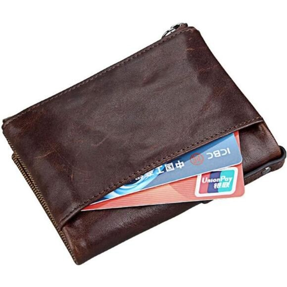 small wallet for women Leather Bifold Compact Card Holder Zipper Pocket Wallet - Picture 2 of 5